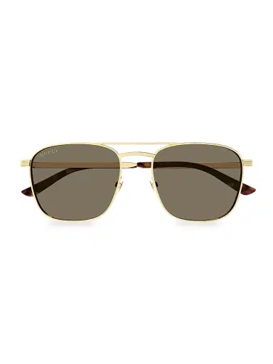 Gucci Men's New Light Metal 54MM Square Sunglasses - Gold Green | Thumbnail 2 Gucci Men's New Light Metal 54MM Square Sunglasses - Gold Green | Thumbnail 2