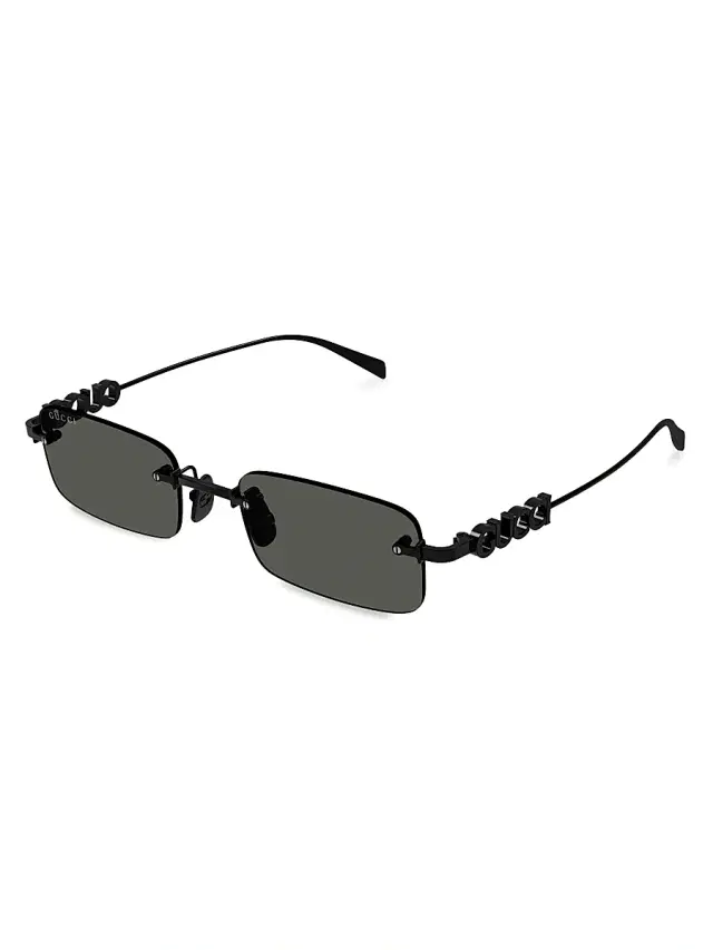 Men's Block 52MM Rimless Rectangular Sunglasses - Black Men's Block 52MM Rimless Rectangular Sunglasses - Black