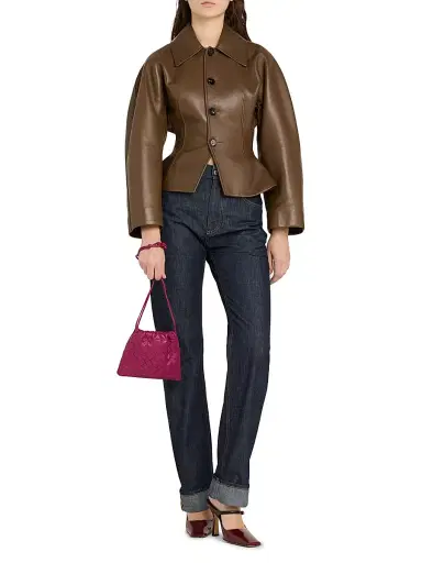 Bottega Veneta Women's Small Dustbag Intrecciato Leather Crossbody Bag - Cinnabar Gold | Thumbnail 2 Bottega Veneta Women's Small Dustbag Intrecciato Leather Crossbody Bag - Cinnabar Gold | Thumbnail 2