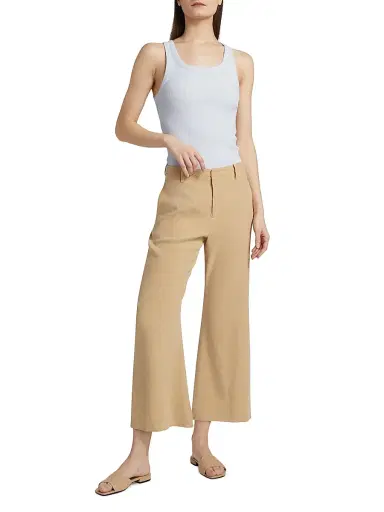 Vince Women's Stretch Linen Mid-Rise Crop Flare Trousers | Thumbnail 2 Vince Women's Stretch Linen Mid-Rise Crop Flare Trousers | Thumbnail 2