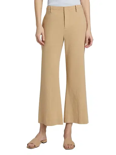 Vince Women's Stretch Linen Mid-Rise Crop Flare Trousers | Thumbnail 3 Vince Women's Stretch Linen Mid-Rise Crop Flare Trousers | Thumbnail 3