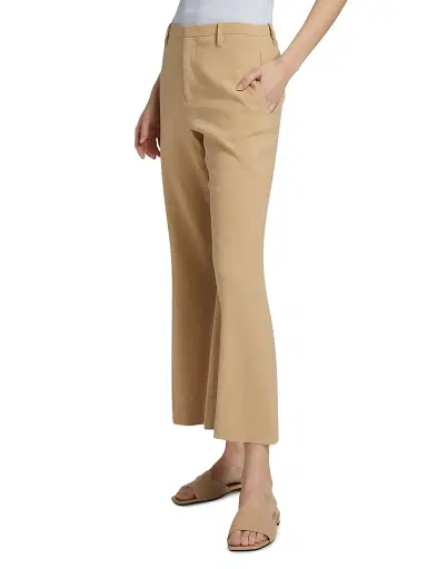 Vince Women's Stretch Linen Mid-Rise Crop Flare Trousers | Thumbnail 4 Vince Women's Stretch Linen Mid-Rise Crop Flare Trousers | Thumbnail 4