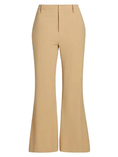 Vince Women's Stretch Linen Mid-Rise Crop Flare Trousers | Thumbnail 1 Vince Women's Stretch Linen Mid-Rise Crop Flare Trousers | Thumbnail 1