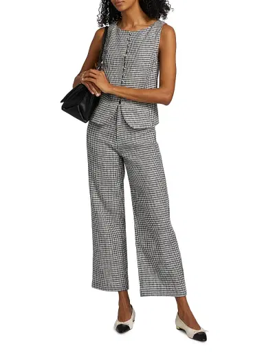 Reformation Women's Addison Gingham Linen Vest - Remy Check | Thumbnail 2 Reformation Women's Addison Gingham Linen Vest - Remy Check | Thumbnail 2