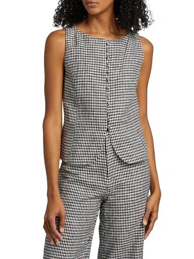 Reformation Women's Addison Gingham Linen Vest - Remy Check | Thumbnail 3 Reformation Women's Addison Gingham Linen Vest - Remy Check | Thumbnail 3