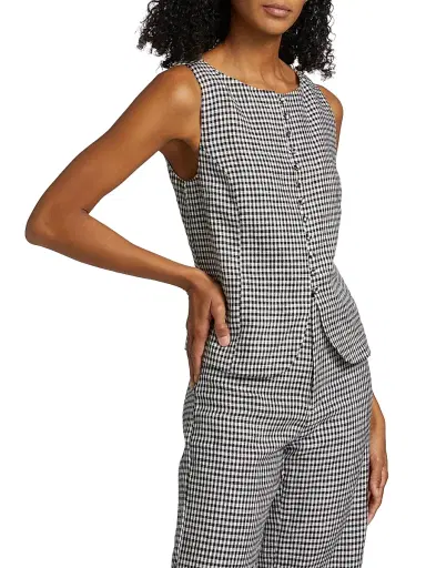 Reformation Women's Addison Gingham Linen Vest - Remy Check | Thumbnail 4 Reformation Women's Addison Gingham Linen Vest - Remy Check | Thumbnail 4