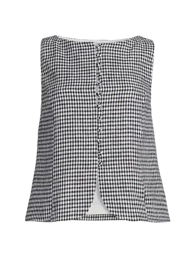 Reformation Women's Addison Gingham Linen Vest - Remy Check | Thumbnail 1 Reformation Women's Addison Gingham Linen Vest - Remy Check | Thumbnail 1
