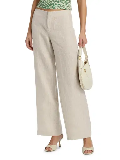 Reformation Women's Vida Low-Rise Wide-Leg Linen Pants - Oatmeal - Size 12 | Thumbnail 3 Reformation Women's Vida Low-Rise Wide-Leg Linen Pants - Oatmeal - Size 12 | Thumbnail 3