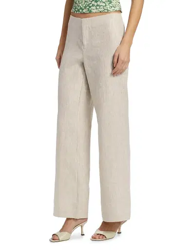 Reformation Women's Vida Low-Rise Wide-Leg Linen Pants - Oatmeal - Size 12 | Thumbnail 4 Reformation Women's Vida Low-Rise Wide-Leg Linen Pants - Oatmeal - Size 12 | Thumbnail 4