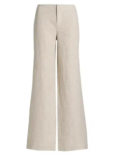 Reformation Women's Vida Low-Rise Wide-Leg Linen Pants - Oatmeal - Size 12 | Thumbnail 1 Reformation Women's Vida Low-Rise Wide-Leg Linen Pants - Oatmeal - Size 12 | Thumbnail 1