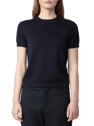 Zadig & Voltaire Women's Bully Stars Short-Sleeve Sweater - Encre - Size Small | Thumbnail 3 Zadig & Voltaire Women's Bully Stars Short-Sleeve Sweater - Encre - Size Small | Thumbnail 3
