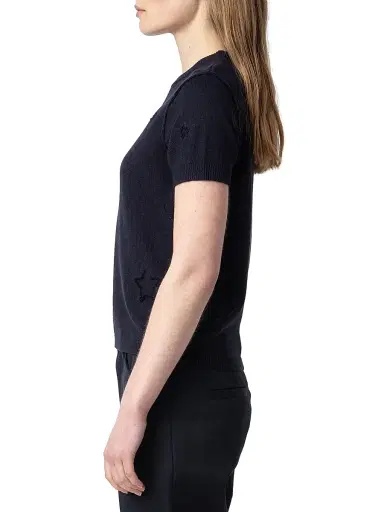 Zadig & Voltaire Women's Bully Stars Short-Sleeve Sweater - Encre - Size Small | Thumbnail 4 Zadig & Voltaire Women's Bully Stars Short-Sleeve Sweater - Encre - Size Small | Thumbnail 4