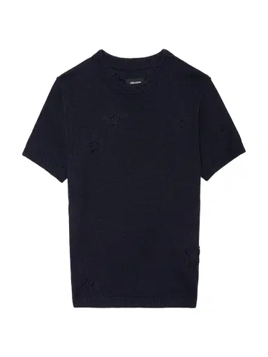 Zadig & Voltaire Women's Bully Stars Short-Sleeve Sweater - Encre - Size Small | Thumbnail 1 Zadig & Voltaire Women's Bully Stars Short-Sleeve Sweater - Encre - Size Small | Thumbnail 1