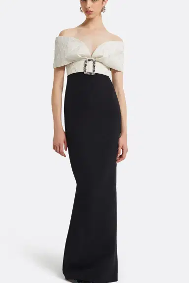 Safiyaa Abike Gown - Ivory Black | Thumbnail 2 Safiyaa Abike Gown - Ivory Black | Thumbnail 2