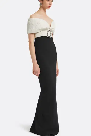 Safiyaa Abike Gown - Ivory Black | Thumbnail 3 Safiyaa Abike Gown - Ivory Black | Thumbnail 3