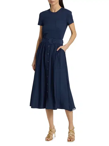 Ramy Brook Women's Sylvie Belted Midi-Dress - Spring Navy | Thumbnail 2 Ramy Brook Women's Sylvie Belted Midi-Dress - Spring Navy | Thumbnail 2