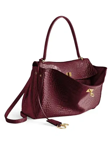 Balenciaga Women's Rodeo Medium Top Handle Crocodile Embossed - Dark Burgundy | Thumbnail 4 Balenciaga Women's Rodeo Medium Top Handle Crocodile Embossed - Dark Burgundy | Thumbnail 4