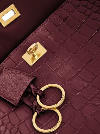 Balenciaga Women's Rodeo Medium Top Handle Crocodile Embossed - Dark Burgundy | Thumbnail 8 Balenciaga Women's Rodeo Medium Top Handle Crocodile Embossed - Dark Burgundy | Thumbnail 8
