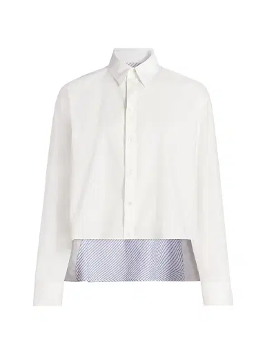 MM6 MAISON MARGIELA Women's Striped Cotton Button-Front Shirt | Thumbnail 1 MM6 MAISON MARGIELA Women's Striped Cotton Button-Front Shirt | Thumbnail 1