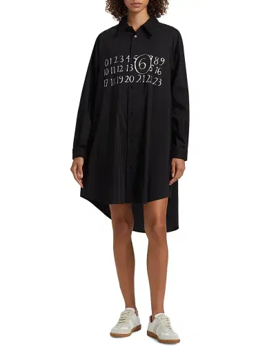 MM6 MAISON MARGIELA Women's Logo Cotton-Blend Mini Shirtdress | Thumbnail 3 MM6 MAISON MARGIELA Women's Logo Cotton-Blend Mini Shirtdress | Thumbnail 3