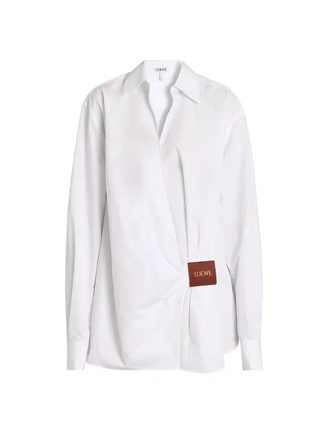 Women's Draped Cotton Shirt - White Women's Draped Cotton Shirt - White