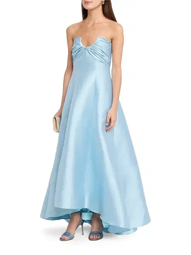Badgley Mischka Women's Pebble Gazar Strapless Gown - Hydra Blue | Thumbnail 3 Badgley Mischka Women's Pebble Gazar Strapless Gown - Hydra Blue | Thumbnail 3