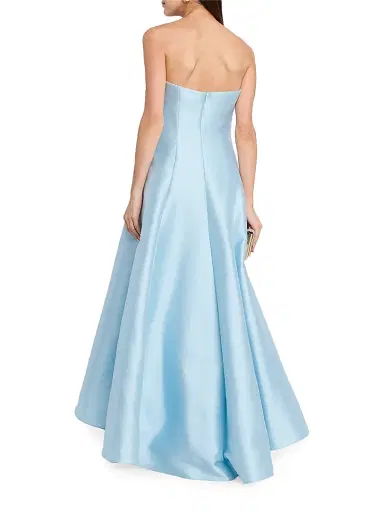 Badgley Mischka Women's Pebble Gazar Strapless Gown - Hydra Blue | Thumbnail 4 Badgley Mischka Women's Pebble Gazar Strapless Gown - Hydra Blue | Thumbnail 4