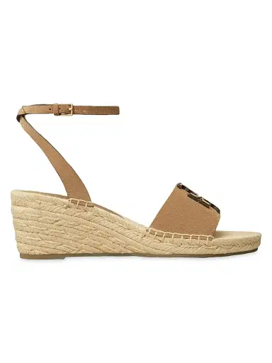 Tory Burch Women's Ines Leather Double T Wedge Espadrille Sandals - Noisette - Size 9.5 | Thumbnail 1 Tory Burch Women's Ines Leather Double T Wedge Espadrille Sandals - Noisette - Size 9.5 | Thumbnail 1