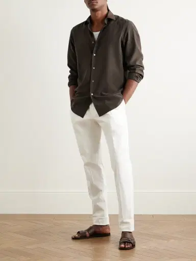 Zegna Garment-Dyed Brushed-Silk Shirt - Men | Thumbnail 2 Zegna Garment-Dyed Brushed-Silk Shirt - Men | Thumbnail 2