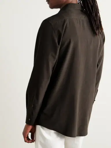 Zegna Garment-Dyed Brushed-Silk Shirt - Men | Thumbnail 4 Zegna Garment-Dyed Brushed-Silk Shirt - Men | Thumbnail 4