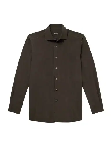 Zegna Garment-Dyed Brushed-Silk Shirt - Men | Thumbnail 1 Zegna Garment-Dyed Brushed-Silk Shirt - Men | Thumbnail 1