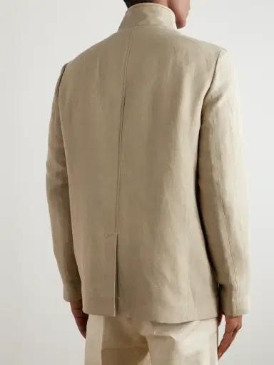 Loro Piana Spagna Unstructured Nehru-Collar Linen and Silk-Blend Twill Jacket - Men | Thumbnail 4 Loro Piana Spagna Unstructured Nehru-Collar Linen and Silk-Blend Twill Jacket - Men | Thumbnail 4