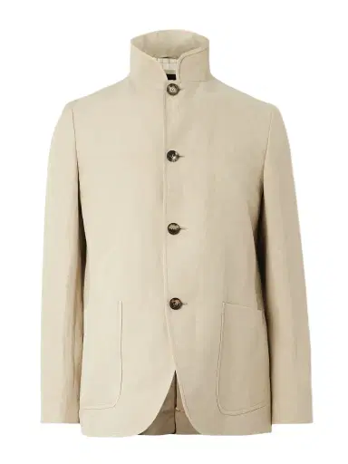 Loro Piana Spagna Unstructured Nehru-Collar Linen and Silk-Blend Twill Jacket - Men | Thumbnail 1 Loro Piana Spagna Unstructured Nehru-Collar Linen and Silk-Blend Twill Jacket - Men | Thumbnail 1