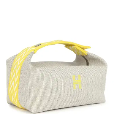 HERMÈS Hermes Bride A Brac Case PM Jaune Citron Plume Canvas Palladium Hardware | Thumbnail 2 HERMÈS Hermes Bride A Brac Case PM Jaune Citron Plume Canvas Palladium Hardware | Thumbnail 2