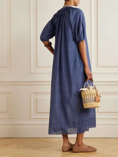 Matteau Gathered Printed Organic Cotton And Silk-blend Maxi Dress | Thumbnail 3 Matteau Gathered Printed Organic Cotton And Silk-blend Maxi Dress | Thumbnail 3