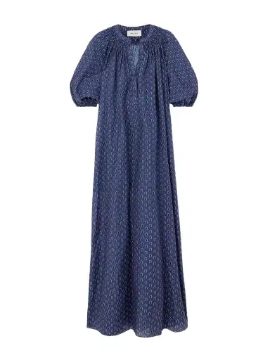 Matteau Gathered Printed Organic Cotton And Silk-blend Maxi Dress | Thumbnail 1 Matteau Gathered Printed Organic Cotton And Silk-blend Maxi Dress | Thumbnail 1