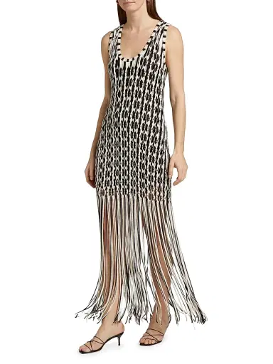SIMKHAI Women's Sonia Fringe Tank Maxi-Dress - Sand Multi | Thumbnail 2 SIMKHAI Women's Sonia Fringe Tank Maxi-Dress - Sand Multi | Thumbnail 2