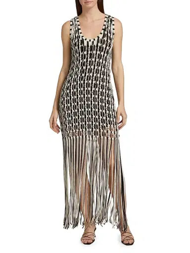SIMKHAI Women's Sonia Fringe Tank Maxi-Dress - Sand Multi | Thumbnail 3 SIMKHAI Women's Sonia Fringe Tank Maxi-Dress - Sand Multi | Thumbnail 3
