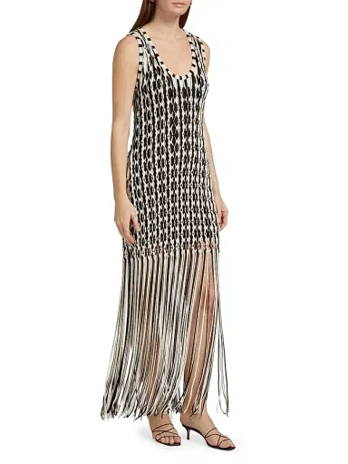 SIMKHAI Women's Sonia Fringe Tank Maxi-Dress - Sand Multi | Thumbnail 4 SIMKHAI Women's Sonia Fringe Tank Maxi-Dress - Sand Multi | Thumbnail 4