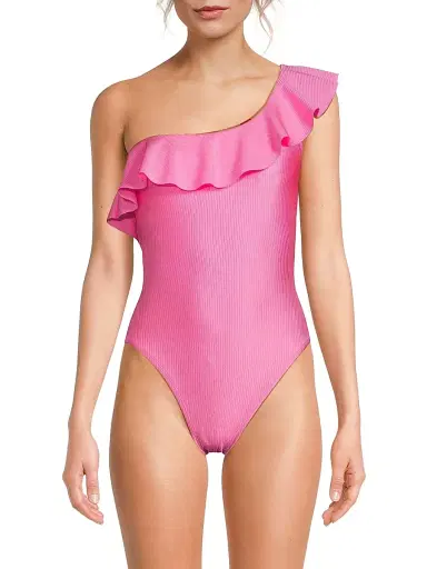 Lilly Pulitzer Women's Ruffled One-Shoulder One-Piece Swimsuit - Rousseau Pink - Size 10 | Thumbnail 3 Lilly Pulitzer Women's Ruffled One-Shoulder One-Piece Swimsuit - Rousseau Pink - Size 10 | Thumbnail 3