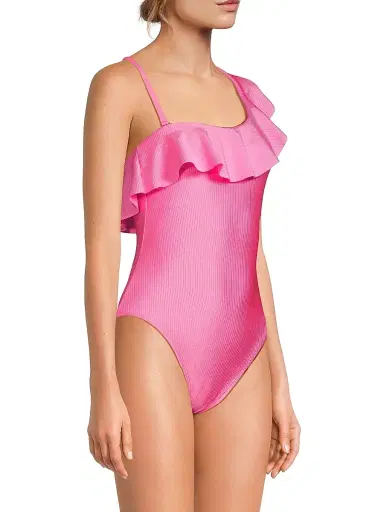 Lilly Pulitzer Women's Ruffled One-Shoulder One-Piece Swimsuit - Rousseau Pink - Size 10 | Thumbnail 4 Lilly Pulitzer Women's Ruffled One-Shoulder One-Piece Swimsuit - Rousseau Pink - Size 10 | Thumbnail 4