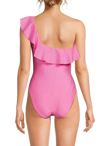 Lilly Pulitzer Women's Ruffled One-Shoulder One-Piece Swimsuit - Rousseau Pink - Size 10 | Thumbnail 5 Lilly Pulitzer Women's Ruffled One-Shoulder One-Piece Swimsuit - Rousseau Pink - Size 10 | Thumbnail 5