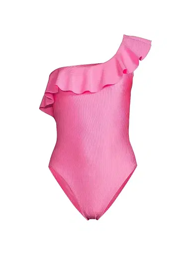 Lilly Pulitzer Women's Ruffled One-Shoulder One-Piece Swimsuit - Rousseau Pink - Size 10 | Thumbnail 1 Lilly Pulitzer Women's Ruffled One-Shoulder One-Piece Swimsuit - Rousseau Pink - Size 10 | Thumbnail 1