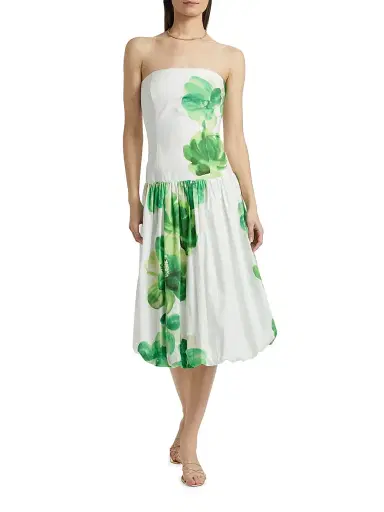 Amanda Uprichard Women's Tivoli Floral Cotton Bubble Midi-Dress | Thumbnail 2 Amanda Uprichard Women's Tivoli Floral Cotton Bubble Midi-Dress | Thumbnail 2