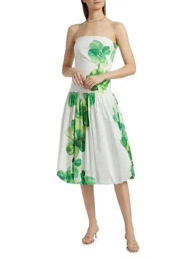 Amanda Uprichard Women's Tivoli Floral Cotton Bubble Midi-Dress | Thumbnail 3 Amanda Uprichard Women's Tivoli Floral Cotton Bubble Midi-Dress | Thumbnail 3