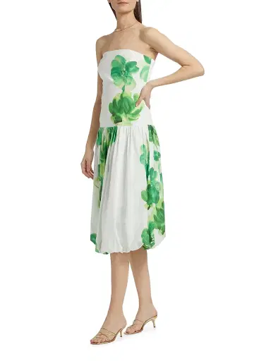 Amanda Uprichard Women's Tivoli Floral Cotton Bubble Midi-Dress | Thumbnail 4 Amanda Uprichard Women's Tivoli Floral Cotton Bubble Midi-Dress | Thumbnail 4