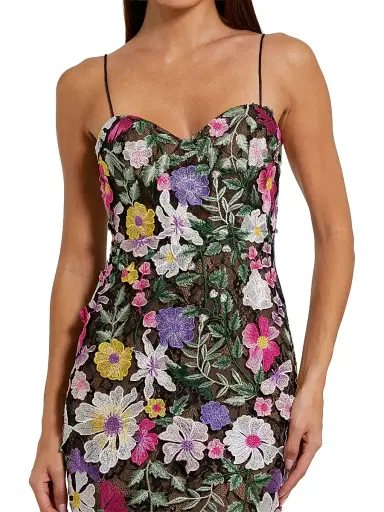 Mac Duggal Women's Prom Floral Embroidered Bustier Gown - Black Multi - Size 14 | Thumbnail 3 Mac Duggal Women's Prom Floral Embroidered Bustier Gown - Black Multi - Size 14 | Thumbnail 3
