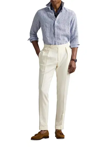 Polo Ralph Lauren Men's Classic Fit Striped Linen Shirt - Royal Blue White | Thumbnail 2 Polo Ralph Lauren Men's Classic Fit Striped Linen Shirt - Royal Blue White | Thumbnail 2