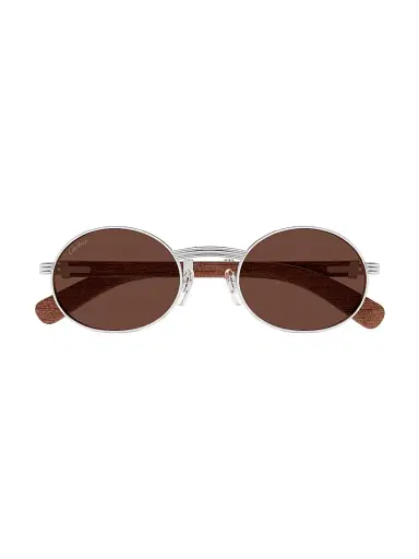 Cartier Men's Première De 53MM Oval Sunglasses - Silver Brown | Thumbnail 2 Cartier Men's Première De 53MM Oval Sunglasses - Silver Brown | Thumbnail 2