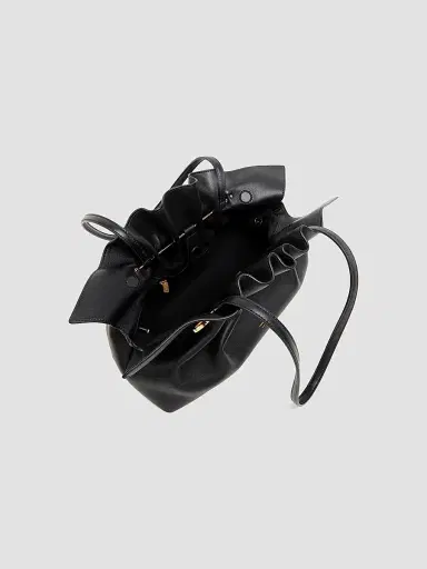 Ferragamo Women's Medium Gancio Piercing Gathered Leather Shoulder Bag - Nero | Thumbnail 3 Ferragamo Women's Medium Gancio Piercing Gathered Leather Shoulder Bag - Nero | Thumbnail 3